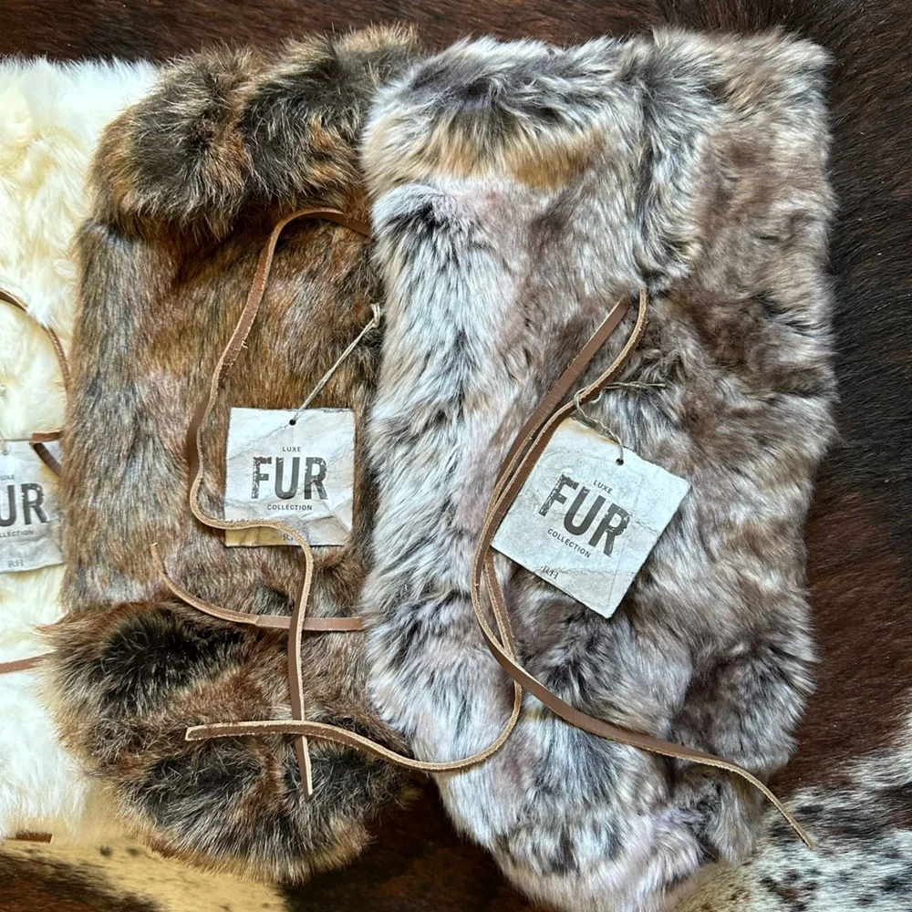 RESTORATION HARDWARE LUXE FAUX FUR WINE BAG